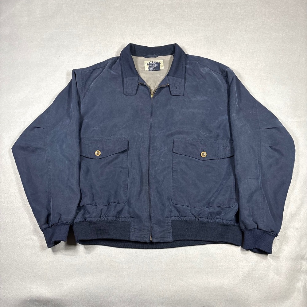 Cutter & Buck Mens Navy Blue Full Zip Bomber Jacket Rayon Blend RN830 M
